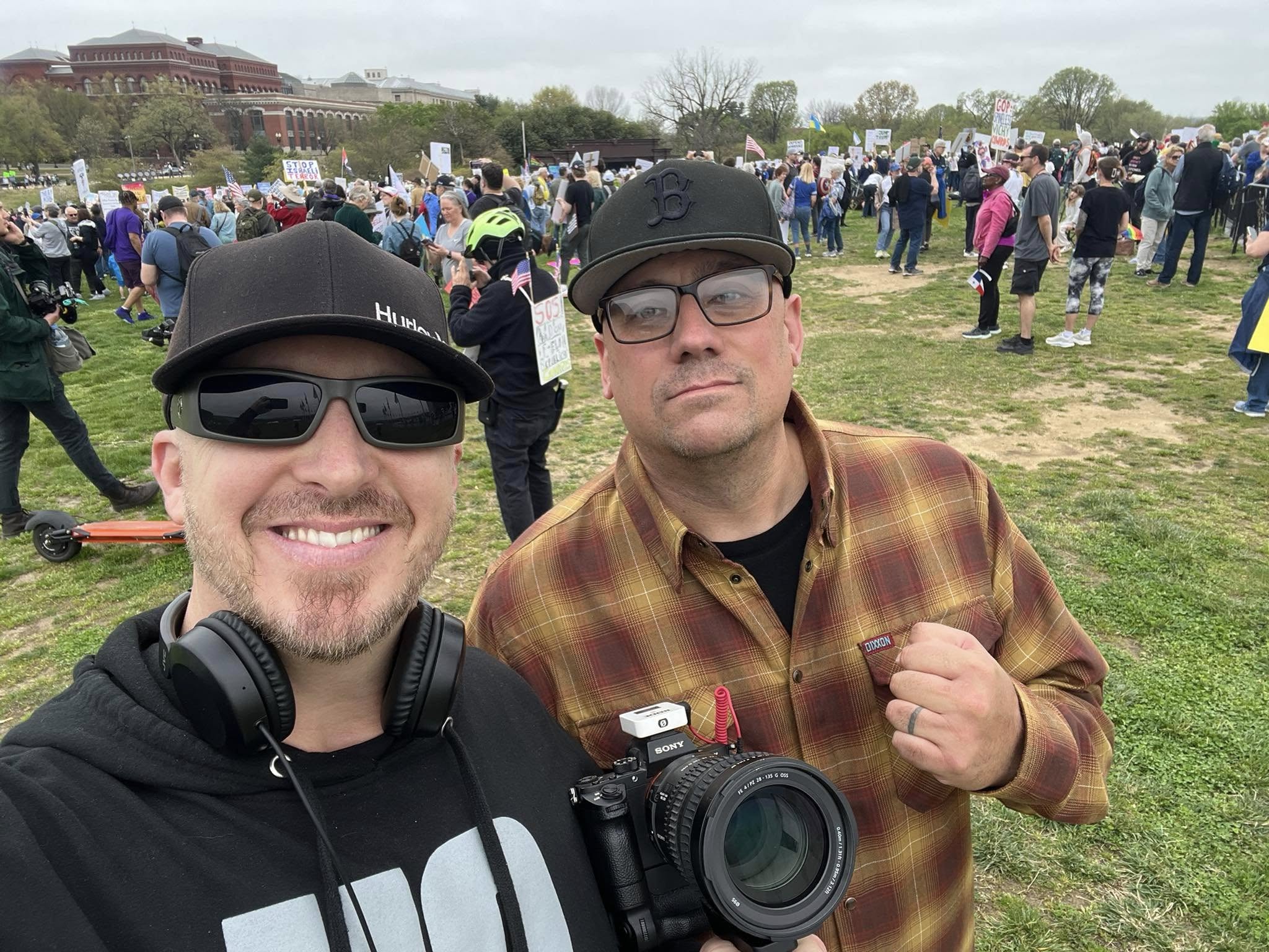 Greg and Jon filming on location